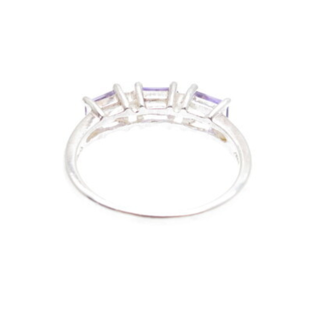 HAN 925 Sterling Silver Vintage Real Emerald-Cut Amethyst Ring Size 8 - Picture 5 of 9